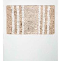 Homescapes Chenille Stripe Bath Mat 100% Cotton, 50 x 80 cm in Natural