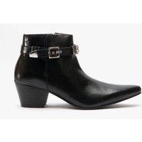 Club Cubano Men's PAVEL Leather Winklepicker Cuban Heel Boots Black | Size: 10