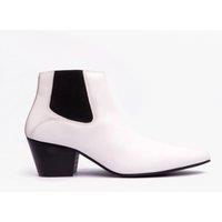 Club Cubano Men's Mccartney Pull On Cuban Heel Ankle Boots in White | Size: 6