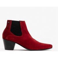 Club Cubano Men's Mccartney Pull On Cuban Heel Ankle Boots in Red | Size: 7