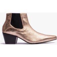 Club Cubano Men's Mccartney Pull On Cuban Heel Ankle Boots in Gold | Size: 8