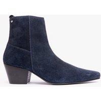 Club Cubano Men's Lennon Suede Zip Cuban Heel Ankle Boots in Navy | Size: 11