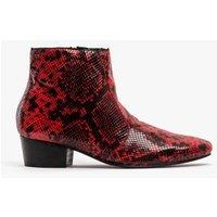 Club Cubano Men's Romario Zip Cuban Heel Ankle Boots in Red | Size: 8