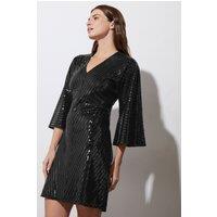 Star by Julien Macdonald Women's V Neck Sequin Dress in Black | Size: 16