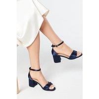 Wallis Women's Wide Fit Sophia Soft Twist Low Block Heel Sandals in Navy | Size: 4