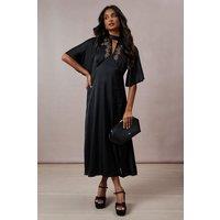 Hand Embellished Satin Maxi Dress