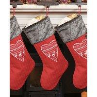 Dibor Set of 4 Red Nordic Heart Xmas Tree Christmas Gift Bag Stocking | Size: 4 Pack