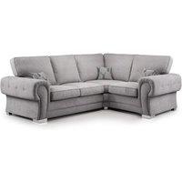 Furnishings For Less UK Milan 4 Seater L Shaped Corner Sofa Full Back Chesterfield Arms Grey Right Hand Facing