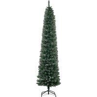HOMCOM 7.5FT Artificial Snow Dipped Christmas Tree Xmas Holiday Pencil Tree in Green