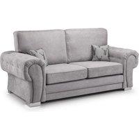 Milan Fabric 3 Seater Sofa Grey Fabric Full Back Chesterfield Style