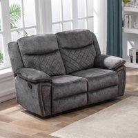 Furnishings For Less UK Brianna Grey Full Fabric Manual Recliner 2 Seater Sofa