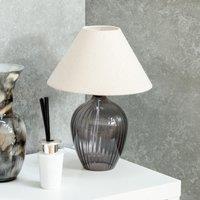 ValueLights Pair Of Olivet Grey Glass Table Lamp With Cream Tapered Shades