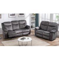 Furnishings For Less UK Brianna Grey Full Fabric Manual Reclining Sofa Suite