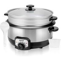 Geepas 7-in-1 Muticooker 3L Rice Cooker Steamer Non-Stick Inner Pot 1200W in Silver