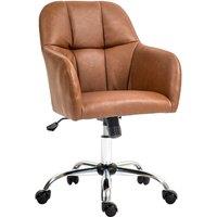 HOMCOM PU Leather Desk Chair for Home Study Bedroom, Swivel Office Chair in Grey