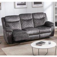 Furnishings For Less UK Brianna Grey Full Fabric Manual Reclining 3 Seater Sofa