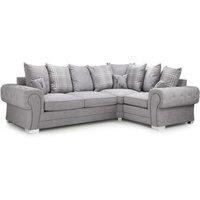 Milan 4 Seater L Shaped Corner Sofa Scatter Back Chesterfield Arms Grey Right Hand Facing