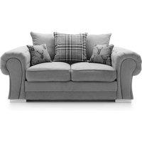 Furnishings For Less UK Milan Fabric 2 Seater Sofa Grey Fabric Scatter Back Chesterfield Style