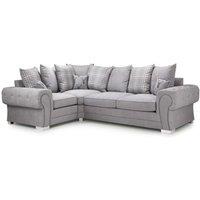 Milan 4 Seater L Shaped Corner Sofa Scatter Back Chesterfield Arms Grey Left Hand Facing