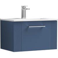 Balterley Wall Hung 1 Drawer Vanity Unit - Minimalist Basin 600mm, Satin Blue