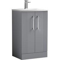 Balterley Floor Standing 2 Door Vanity Unit - Curved Basin 500mm, Satin Grey