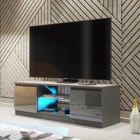 Creative Furniture Aura TV Unit 120cm - A Compact & Contemporary Cabinet with Gloss Doors & LED Lights in Dark Grey
