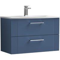 Balterley Wall Hung 2 Drawers Vanity Unit - Curved Basin 800mm, Satin Blue