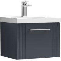 Balterley Wall Hung 1 Drawer Vanity Unit - Mid-Edge Basin 500mm, Satin Dark Grey