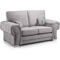 Milan Fabric 2 Seater Sofa Grey Fabric Full Back Chesterfield Style