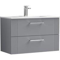 Balterley Wall Hung 2 Drawers Vanity Unit - Minimalist Basin 800mm, Satin Grey