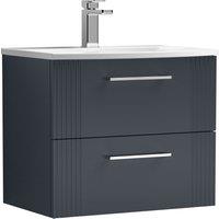 Balterley Wall Hung 2 Drawers Vanity Unit - Curved Basin 600mm, Satin Dark Grey