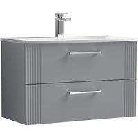 Balterley Wall Hung 2 Drawers Vanity Unit - Curved Basin 800mm, Satin Grey