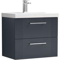 Balterley Wall Hung 2 Drawers Vanity Unit - Mid-Edge Basin 600mm, Satin Dark Grey