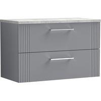 Balterley 2 Drawer Wall Hung Vanity Unit Grey Laminate Worktop, Grey 800mm