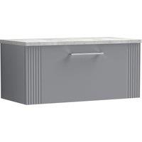 Balterley 1 Drawer Wall Hung Vanity Unit Grey Laminate Worktop, Grey 800mm