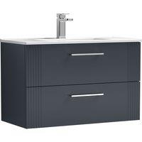 Balterley Wall Hung 2 Drawers Vanity Unit - Minimalist Basin 800mm, Dark Grey