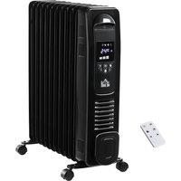 HOMCOM 2500W Oil Filled Radiator, 11 Fin Portable Heater w/ Timer Remote Control in Black