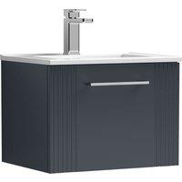 Balterley Wall Hung 1 Drawer Vanity Unit - Minimalist Basin 500mm, Satin Dark Grey