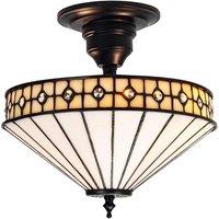 Modern Opal Tiffany Glass Light with Small Circular Clear Beads