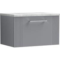 Balterley 1 Drawer Wall Hung Vanity Unit Grey Laminate Worktop, Grey 600mm
