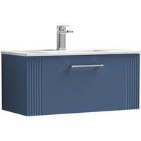 Balterley Wall Hung 1 Drawer Vanity Unit - Minimalist Basin 800mm, Satin Blue