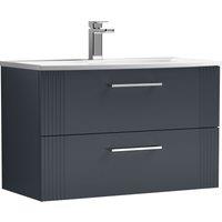 Balterley Wall Hung 2 Drawers Vanity Unit - Curved Basin 800mm, Dark Grey