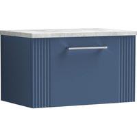 Balterley 1 Drawer Wall Hung Vanity Unit Grey Laminate Worktop, Blue 600mm