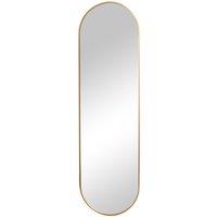 Melody Maison Warm Gold Oval Framed Wall Mirror 140cm X 40cm in Metallic Gold | Size: 140 cm X 40 cm