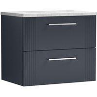 Balterley 2 Drawer Wall Hung Vanity Unit Grey Laminate Worktop, 600mm