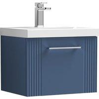 Balterley Wall Hung 1 Drawer Vanity Unit - Mid-Edge Basin 500mm, Satin Blue