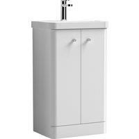 Balterley Modern Bathroom Floor Standing 2 Door Vanity Unit Basin, White, 505mm in White