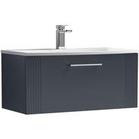 Balterley Wall Hung 1 Drawer Vanity Unit - Curved Basin 800mm, Dark Grey