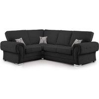 Milan 4 Seater L Shaped Corner Sofa Full Back Chesterfield Arms Black Left Hand Facing