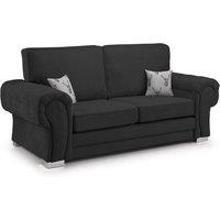 Milan Fabric 3 Seater Sofa Black Fabric Full Back Chesterfield Style
